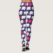 Leggings Conception de bleu marine et d'éléphants roses (Dos)
