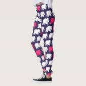 Leggings Conception de bleu marine et d'éléphants roses (Gauche)