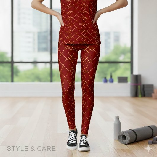 Leggings Conception de boîte géométrique dorée élégante rou