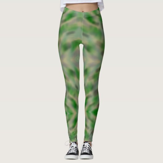 Leggings Conception de camouflage gris vert abstrait (Devant)