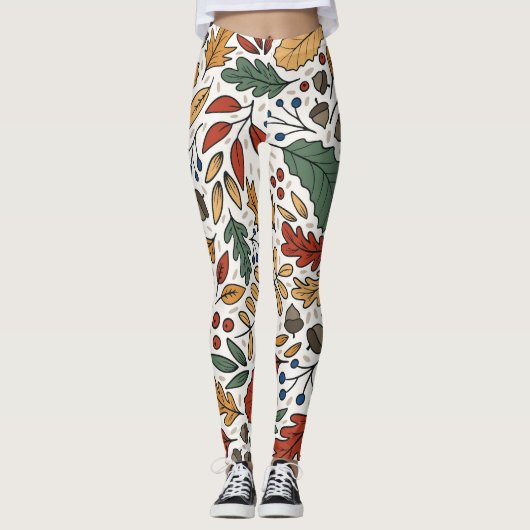 Leggings Conception de Carré feuille couleur automne (Devant)