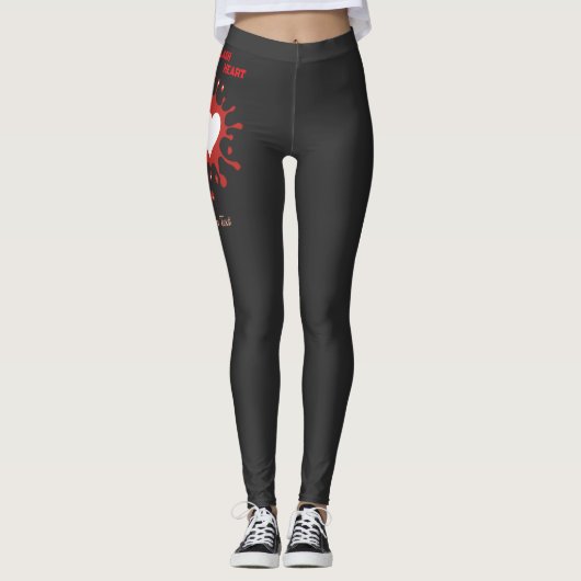 Leggings Conception de cœur d'éclaboussure d'art – Création (Devant)
