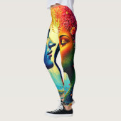 Leggings Conception de connexion arc-en-ciel émouvante (Gauche)