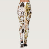 Leggings Conception de crâne de sucre Steampunk marron et n (Dos)