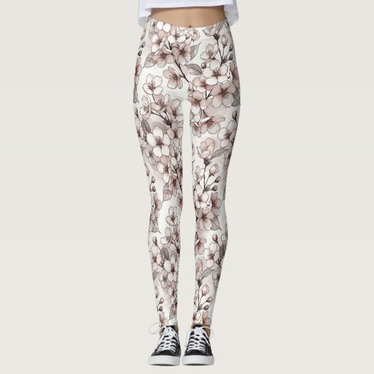 Leggings Conception de délicate fleur de cerisier (Devant)