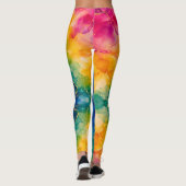 Leggings Conception de design aquarelle bleu or vibrant (Dos)