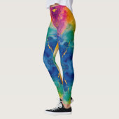Leggings Conception de design aquarelle bleu or vibrant (Gauche)