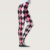 Leggings Conception de diamant en argyle rose noir blanc  (Droite)