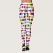 Leggings Conception de diamants arlequin colorés blanc (Dos)