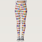 Leggings Conception de diamants arlequin colorés blanc (Devant)