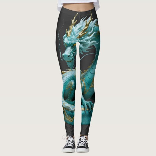 Leggings Conception de fantasy artistique de dragon vert do (Devant)