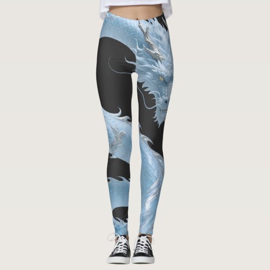 Leggings Conception de fantasy d'art du dragon bleu clair c (Devant)