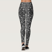 Leggings Conception de fleurs de dalmatien noir mignon (Dos)