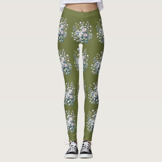 Leggings Conception de fleurs personnalisée (Devant)