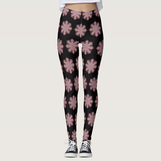 Leggings Conception de flocon de neige complexe (Devant)