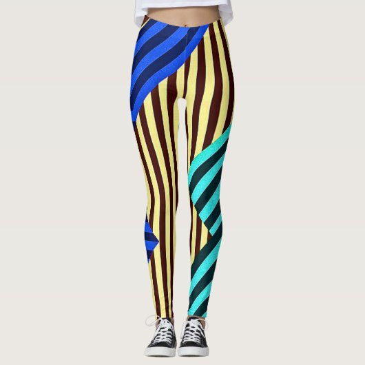 Leggings Conception de fusion de rayures chevron électrique (Devant)