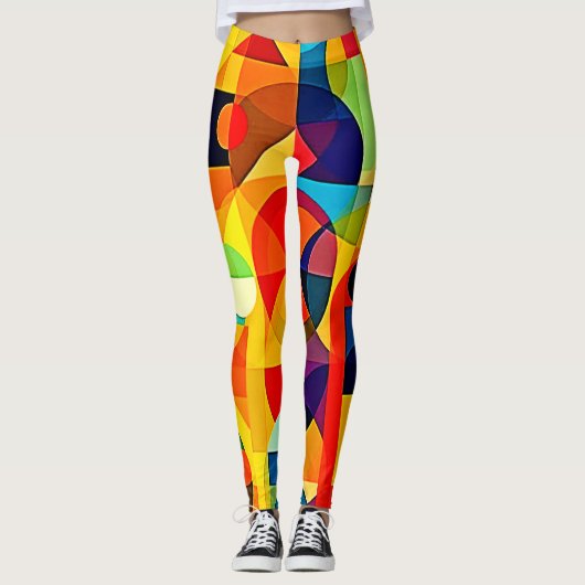 Leggings Conception de géométrie de couleur Bauhaus (Devant)