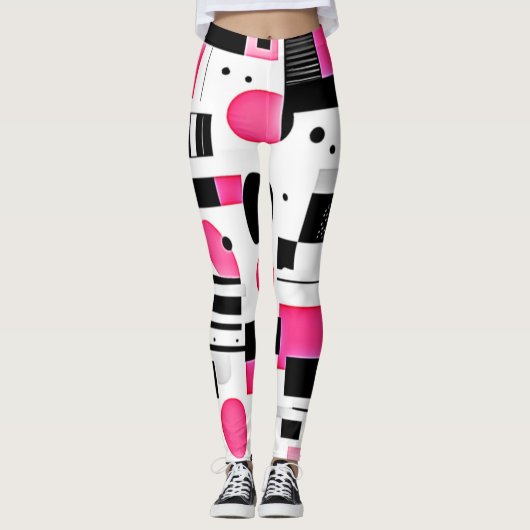Leggings Conception de géométrie rose Art Pop (Devant)