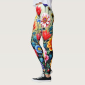 Leggings Conception de jardin de fleurs abstraites joyeuses (Gauche)