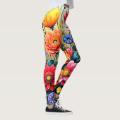 Leggings Conception de jardin de fleurs abstraites joyeuses (Droite)
