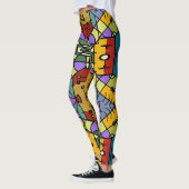 Leggings Conception de la boîte de Carré en mosaïque géomét (Gauche)