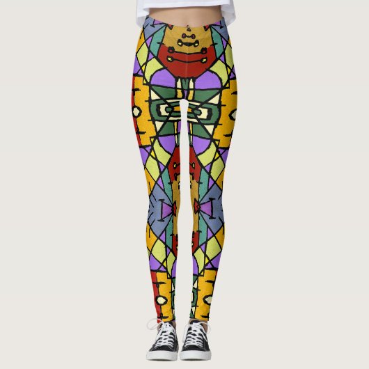 Leggings Conception de la boîte de Carré en mosaïque géomét (Devant)