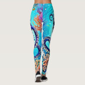 Leggings Conception de la lueur d'octopus corail (Dos)