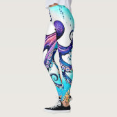 Leggings Conception de la lueur d'octopus corail (Gauche)