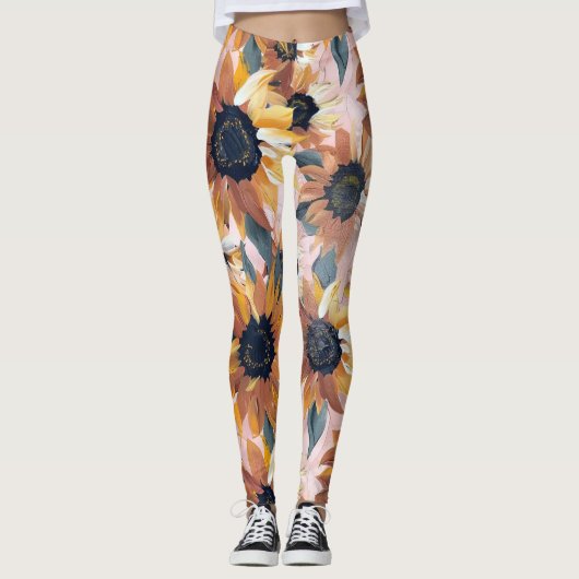 Leggings Conception de l'aquarelle de tournesol (Devant)