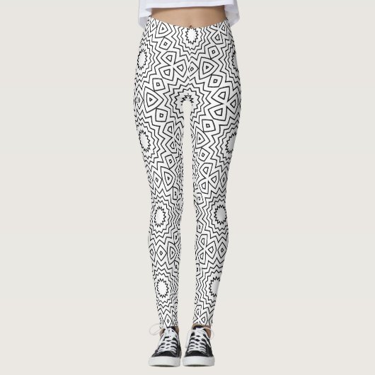 Leggings Conception de mandala abstraite sans couture noir (Devant)