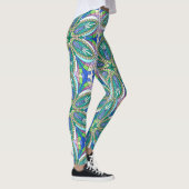 Leggings Conception de mandala floral, nuances pastel vives (Droite)