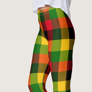 Leggings Conception de motif à carreaux de couleurs africai