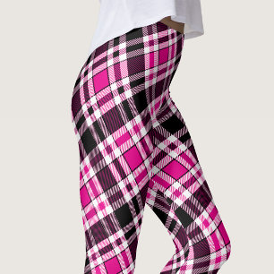Leggings Conception de motif à carreaux en flanelle rose no