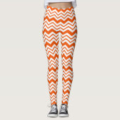 Leggings Conception de motif à chevron zigzag blanc orange  (Devant)