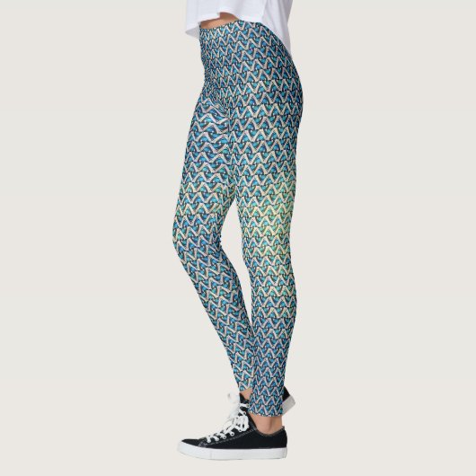 Leggings Conception de motif abstrait de vagues océaniques (Gauche)
