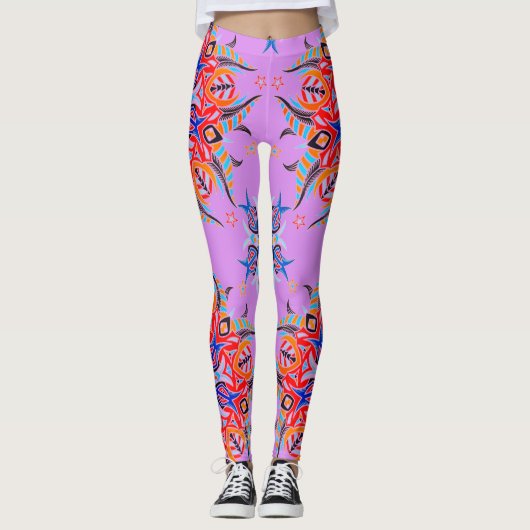 Leggings Conception de motif abstrait (Lila clair) (Devant)