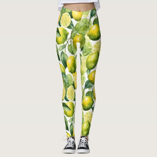Leggings Conception de motif aquarelle citrons (Devant)
