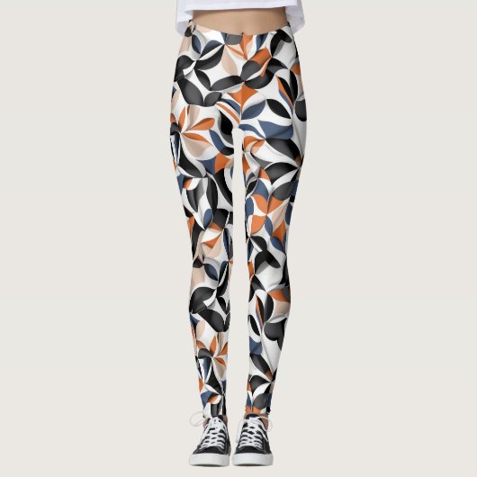 Leggings Conception de motif de géométrie de flux abstrait (Devant)