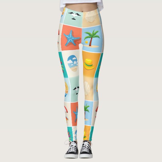 Leggings Conception de motif de plage 3x3 (Devant)