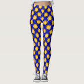 Leggings Conception de motif de soleil sur fond bleu  (Devant)