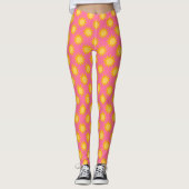 Leggings Conception de motif de soleil sur fond rose (Devant)