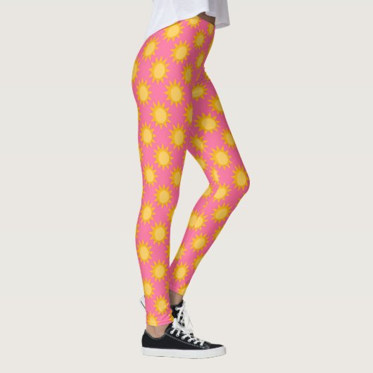 Leggings Conception de motif de soleil sur fond rose (Droite)