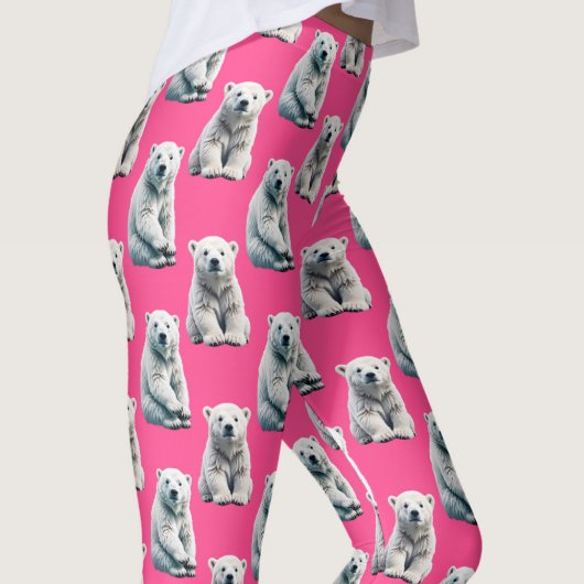 Leggings Conception de motif d'ours polaire rose