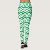 Leggings Conception de motif en chevron zigzag blanc vert (Dos)
