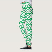Leggings Conception de motif en chevron zigzag blanc vert (Gauche)
