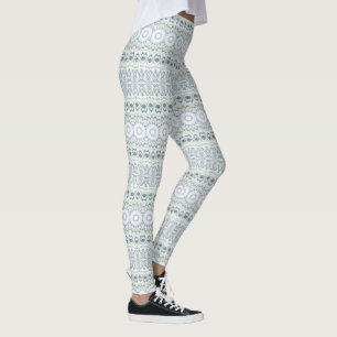 Leggings Conception de motif mandala bleu et vert serein