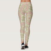 Leggings Conception de motif mandala rose et vert (Dos)