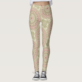 Leggings Conception de motif mandala rose et vert (Devant)