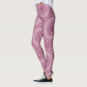 Leggings Conception de motif mandala rose poussiéreux