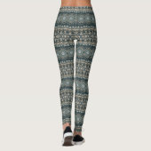 Leggings Conception de motif mandala sarcelle et beige (Dos)